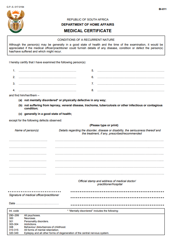 Medical Certificate Format