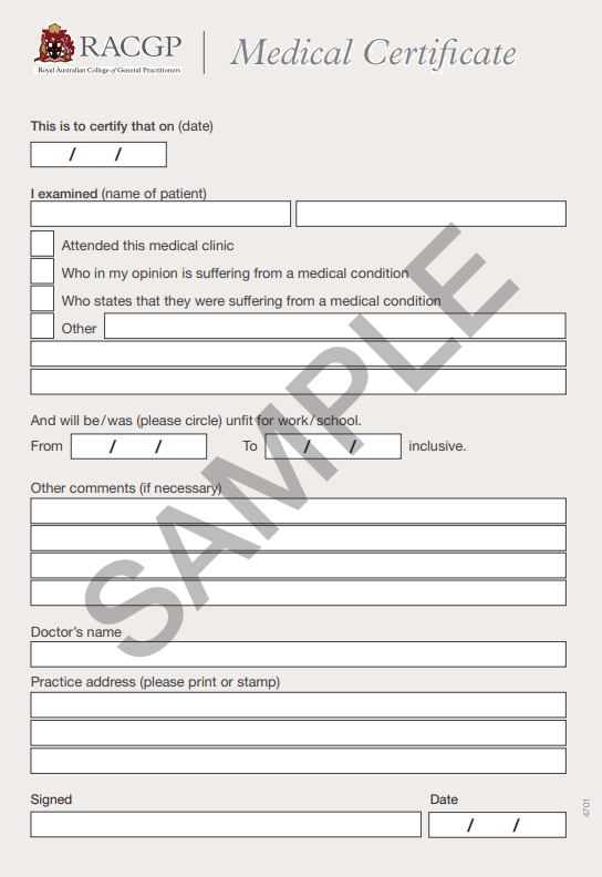 Sample Medical Certificate