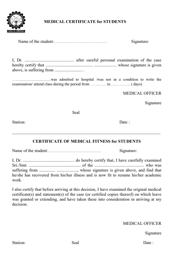 Student Medical Certificate Template