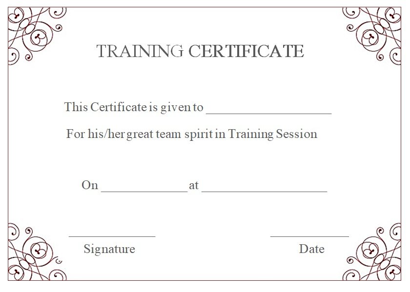 Training Certificate Format