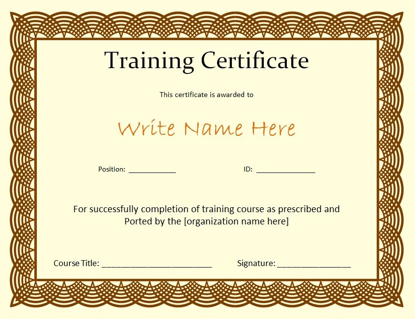 Training Certificate Template