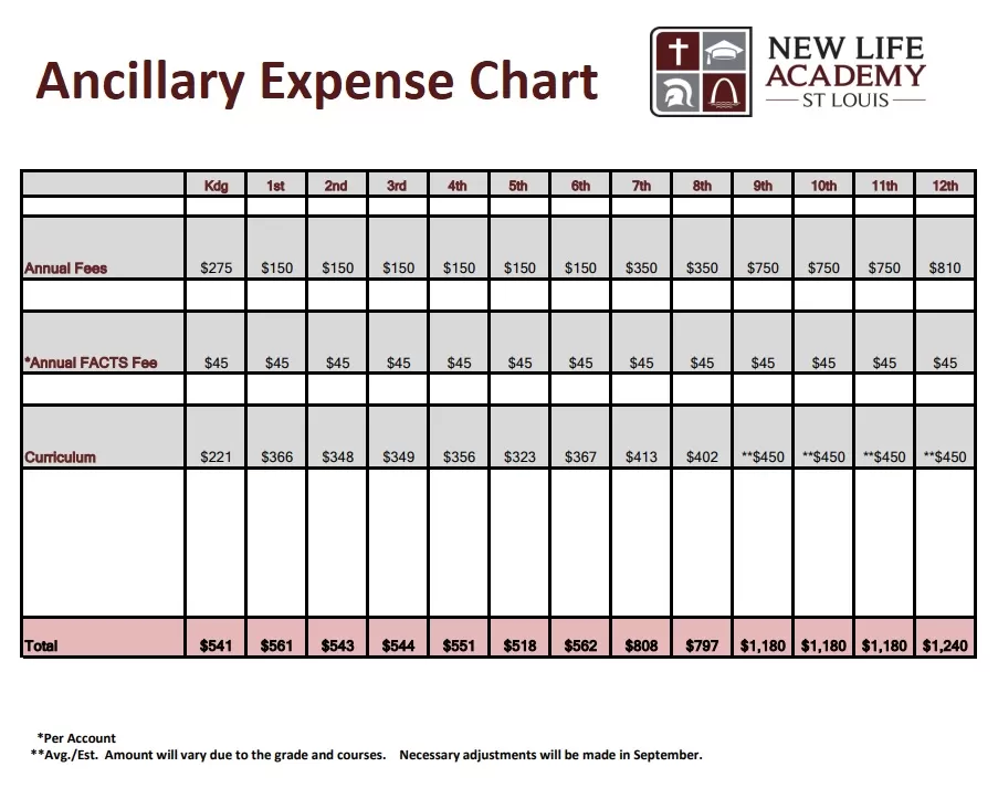 Ancillary Expense Chart Template