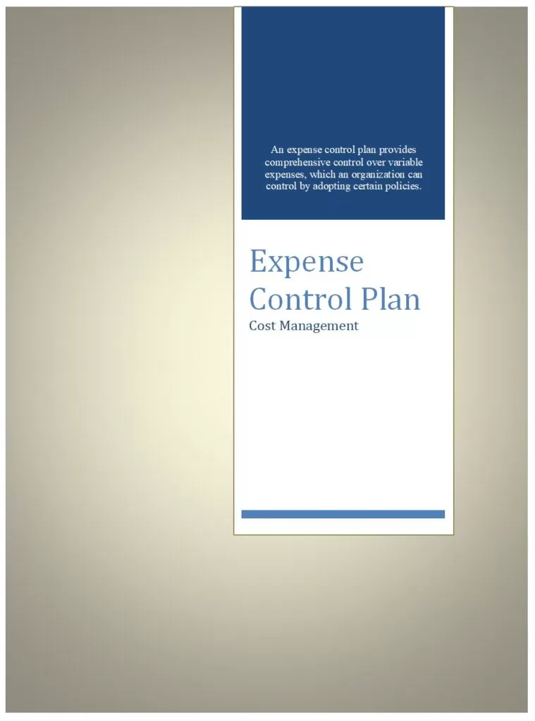 Expense Control Plan Template