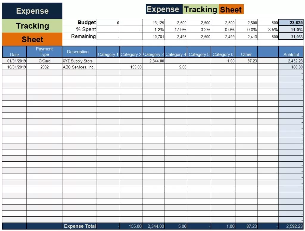 Expense Tracking Template