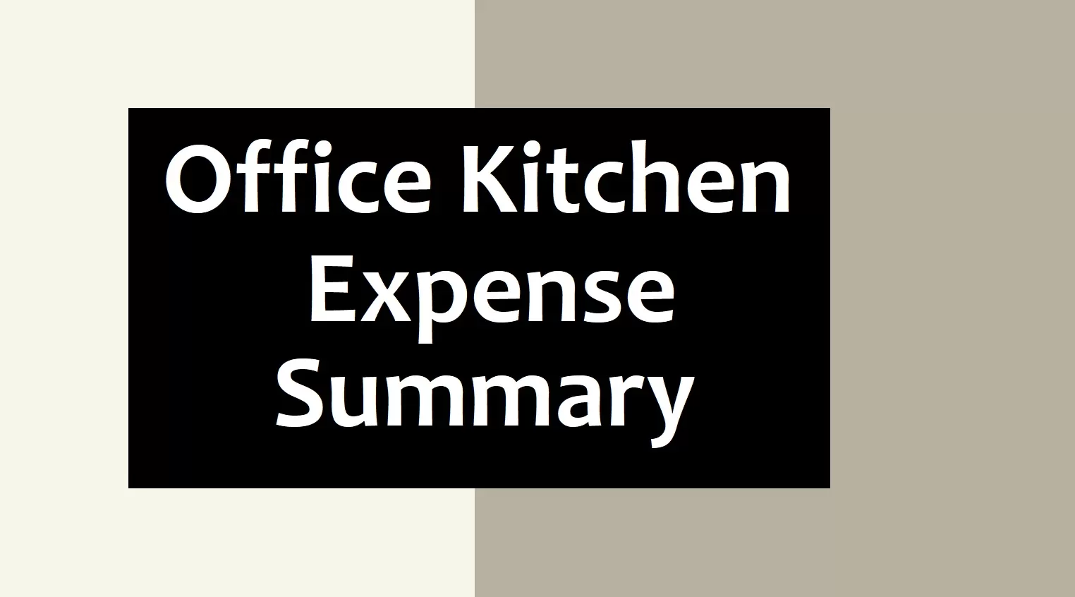 Office Kitchen Expense Summary Template