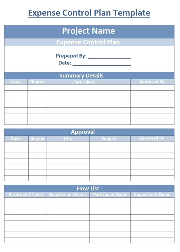 Project Expense Control Plan Template