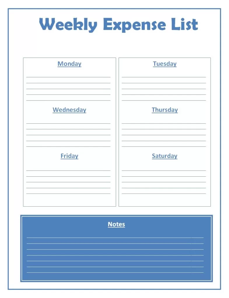 Weekly-Expense-List-Template