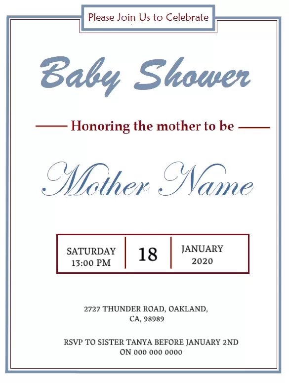 Baby Shower Invitation Format