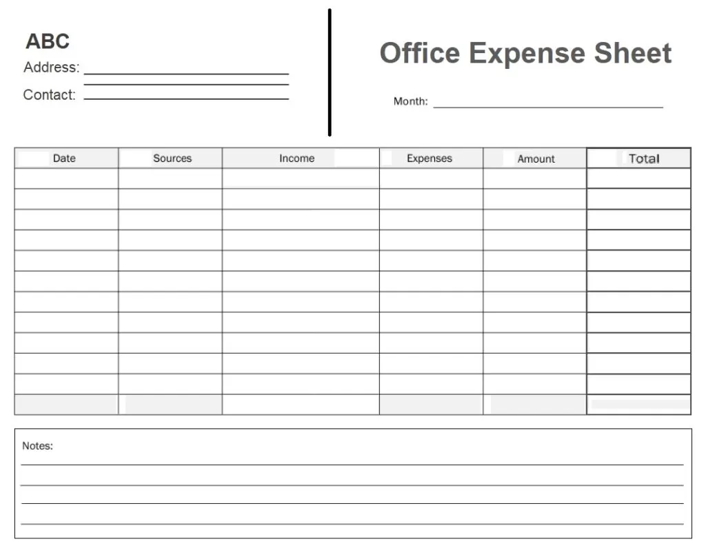 Office Expense Sheet Format