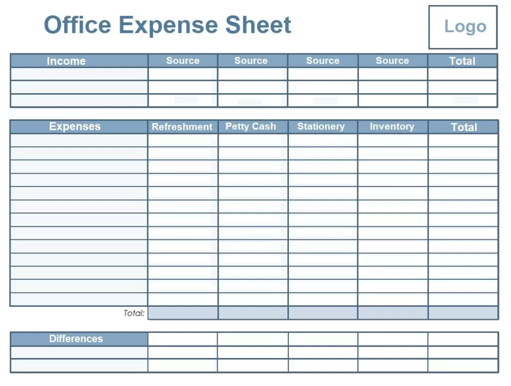 Office Expense Sheet Template