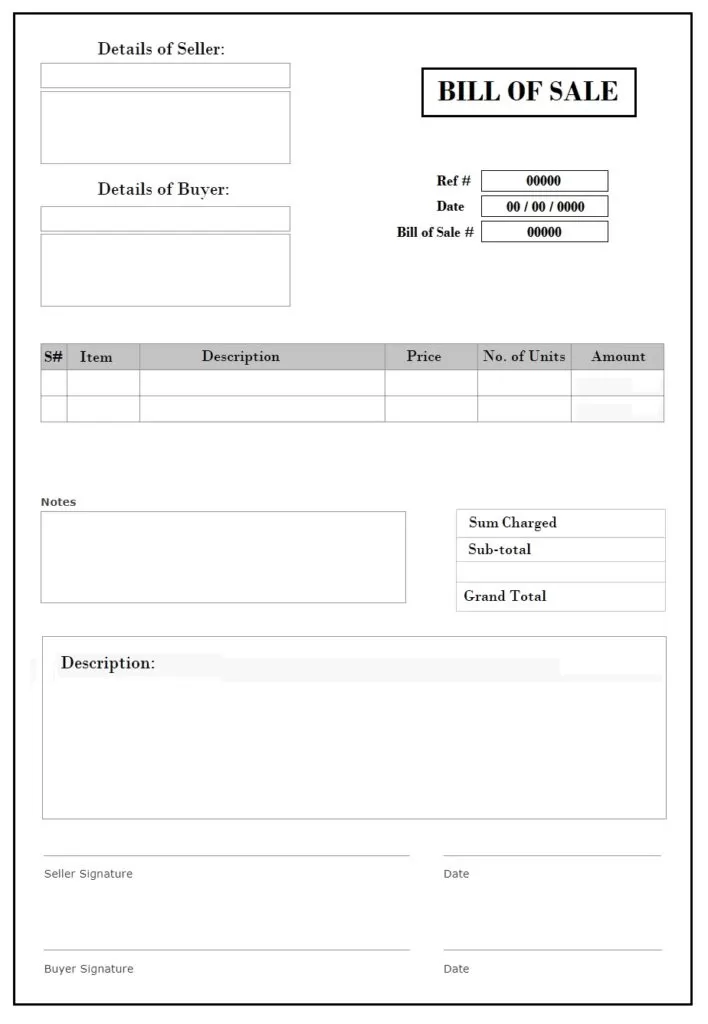 Bill of sale template