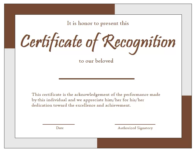 Certificate of Recognition Template