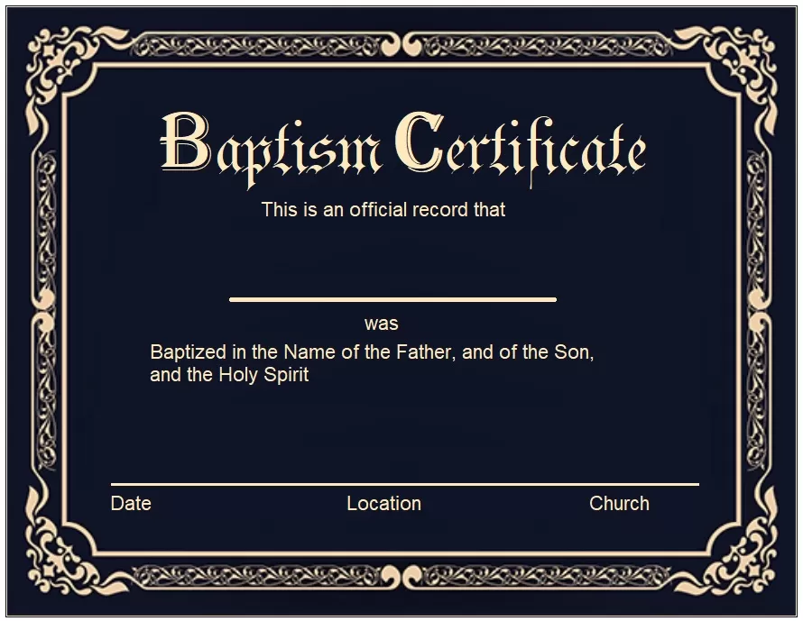 Baptism Certificate Template