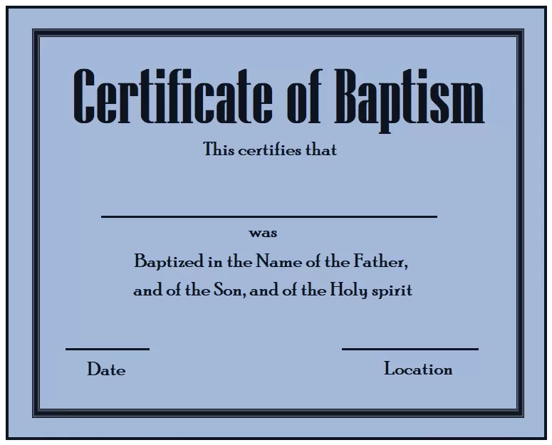 Certificate of Baptism Template