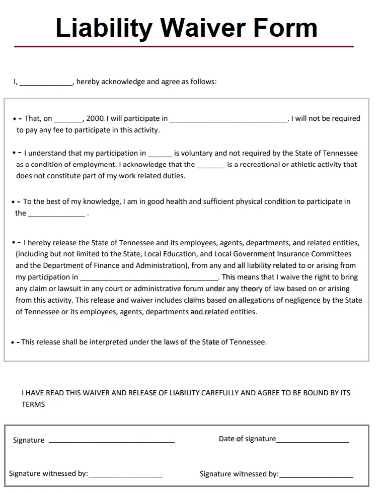 Liability Waiver Form