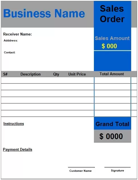 Sales Order Template