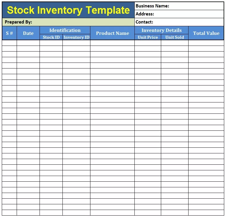 Stock Inventory Template