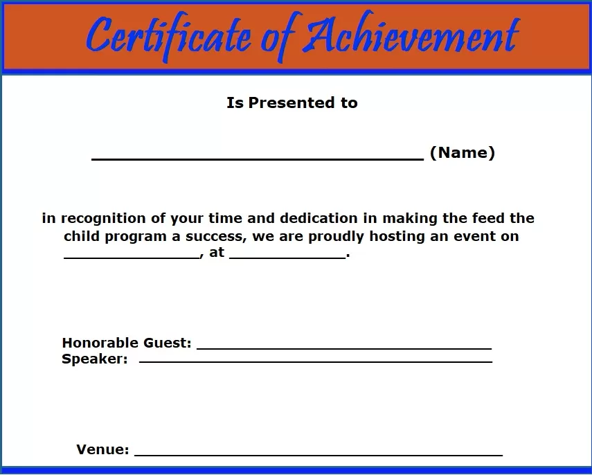 Certificate of Achievement Template