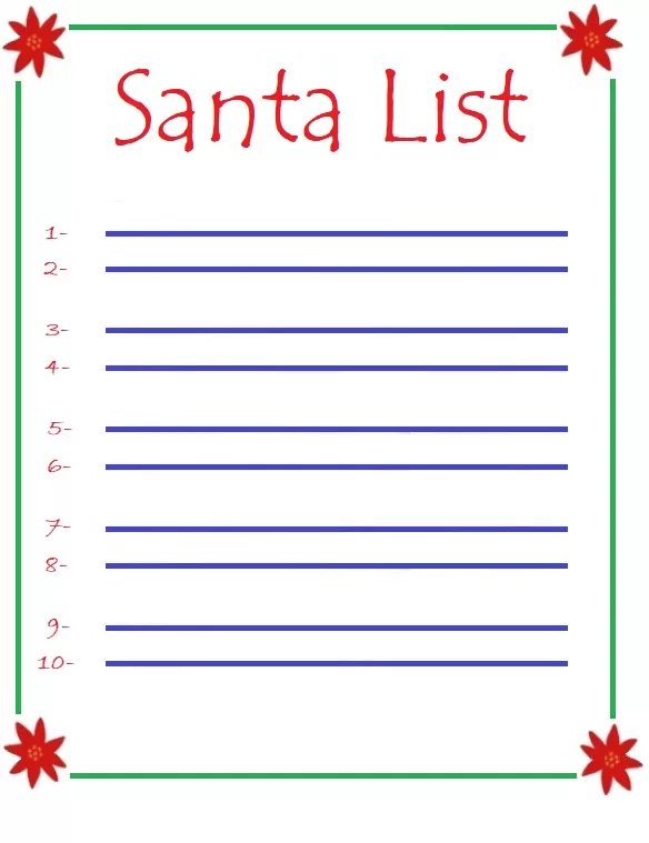 Santa List Format