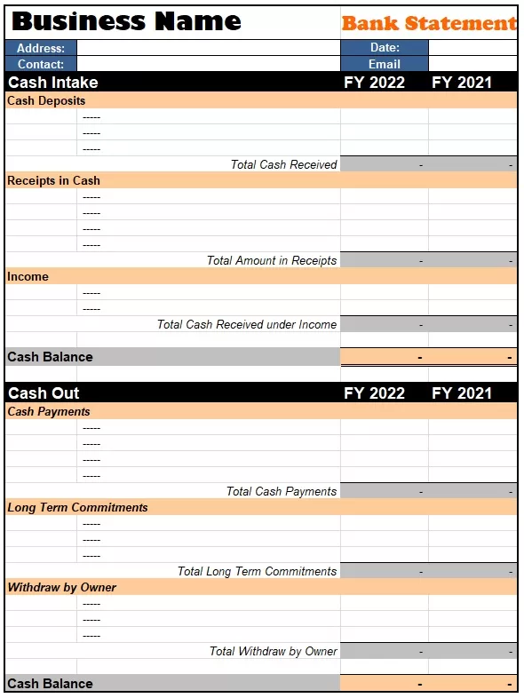 Bank Statement Template