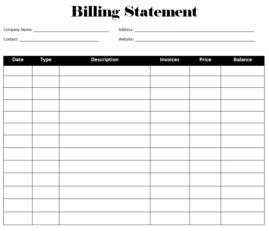 Billing Statement Template