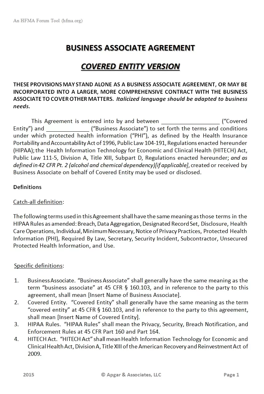 Business Associate Agreement Template