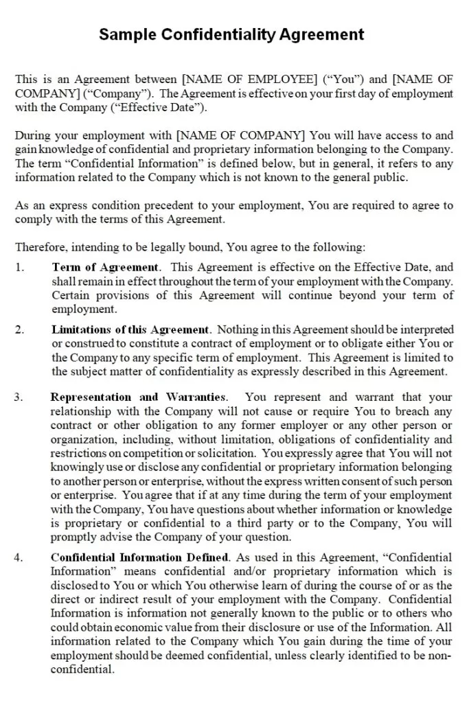 Confidentiality Agreement Template