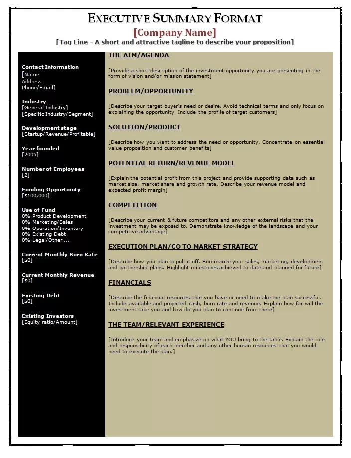 Executive Summary Template