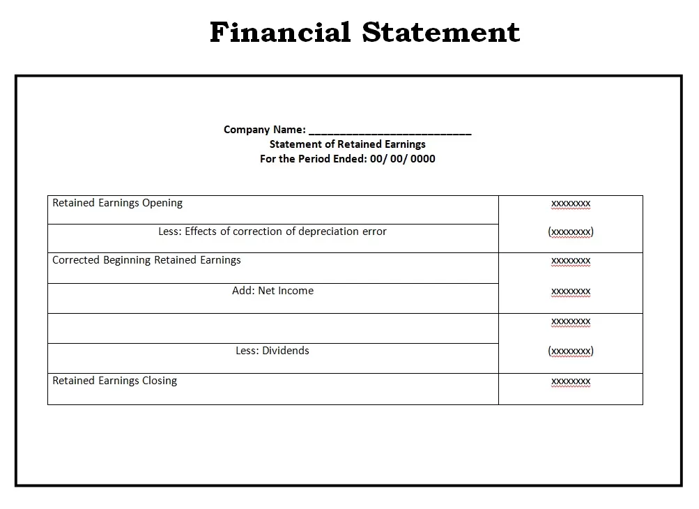 Financial Statement-Retain Earnings Template