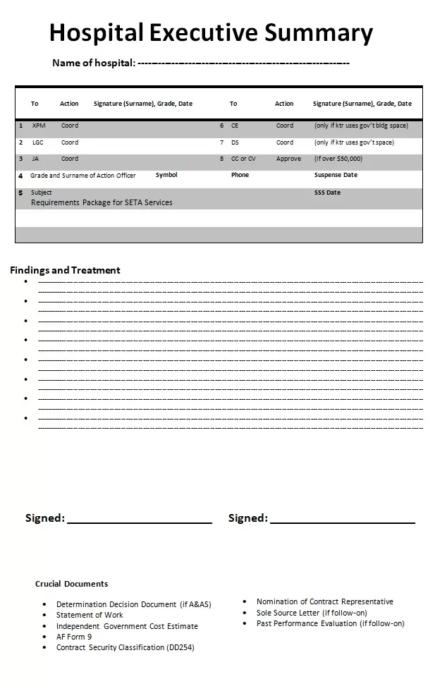 Hospital Executive Summary Template