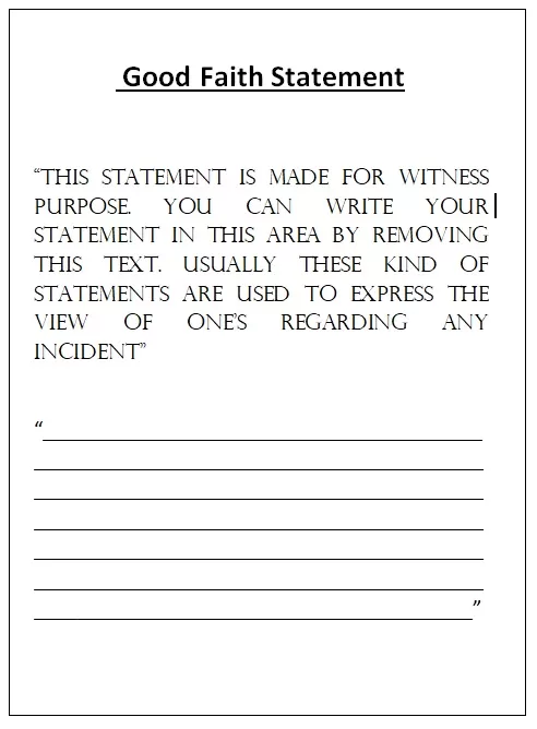 Good Faith Statement Template