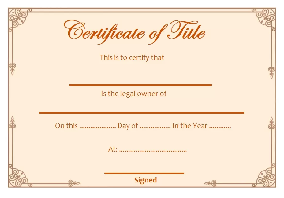Certificate of Title Template