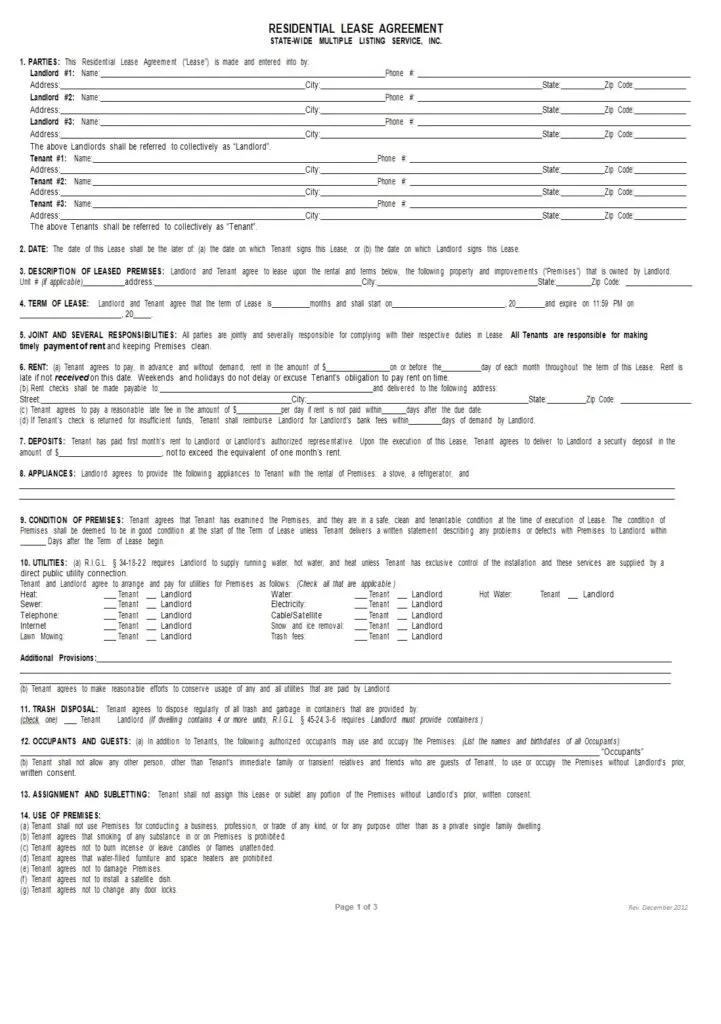 Residential Lease Agreement Template