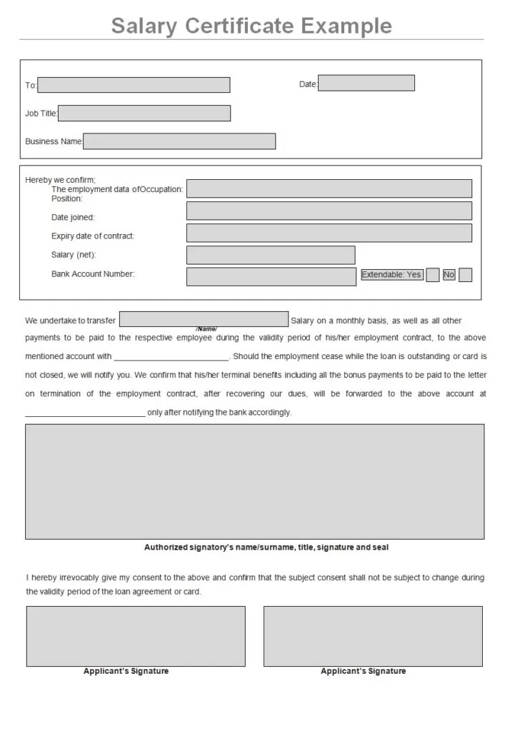 Salary Certificate Example