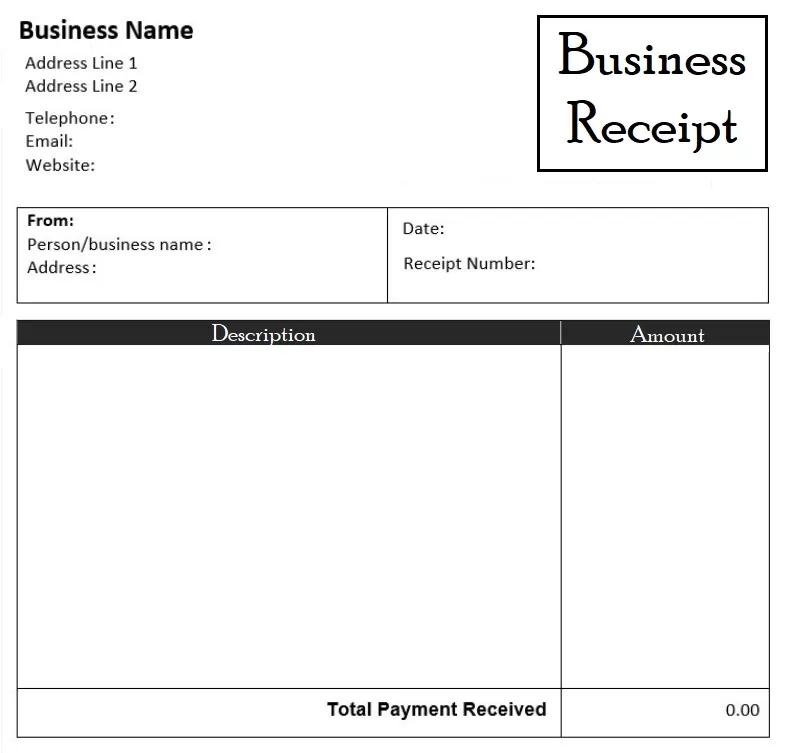 Business Receipt Template