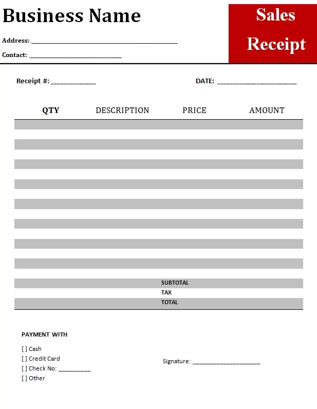 Sales Receipt Template