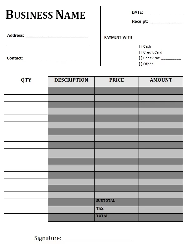 Sales Receipt Template