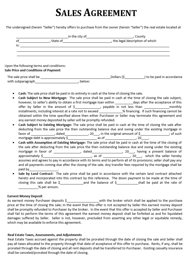 Sales Agreement Template