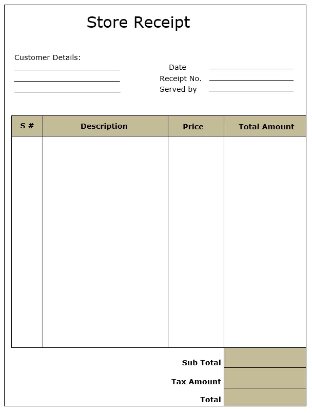 Store Receipt Template