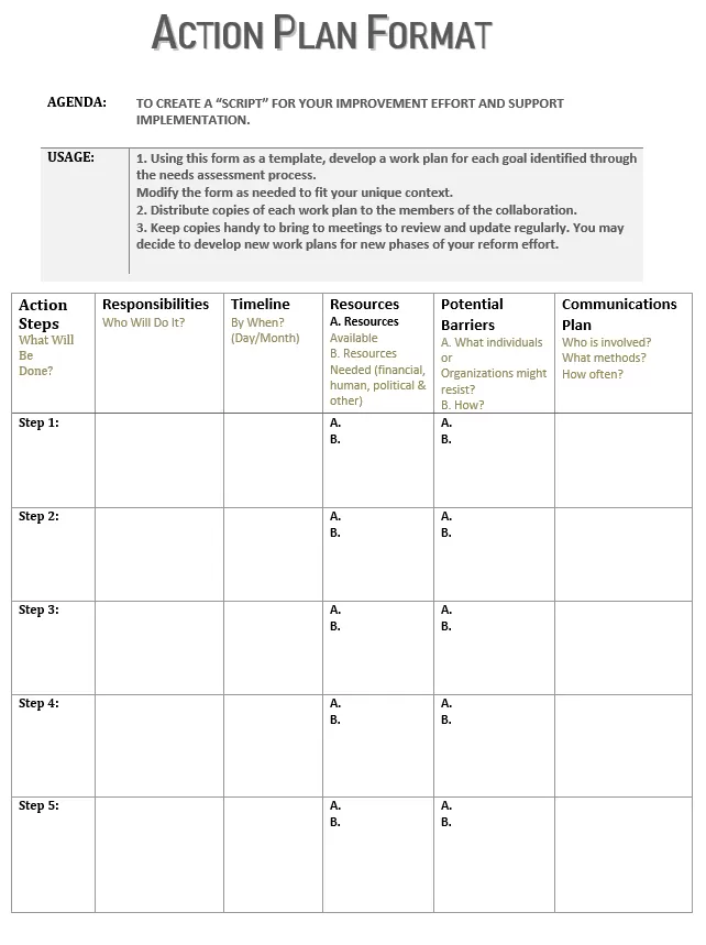 Action Plan Format