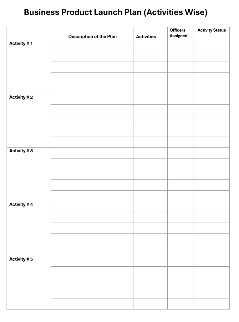 New Business Launch Plan Template