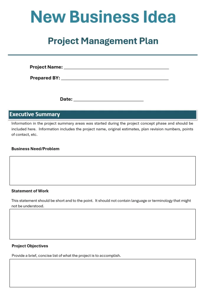 Project Management Plan Template