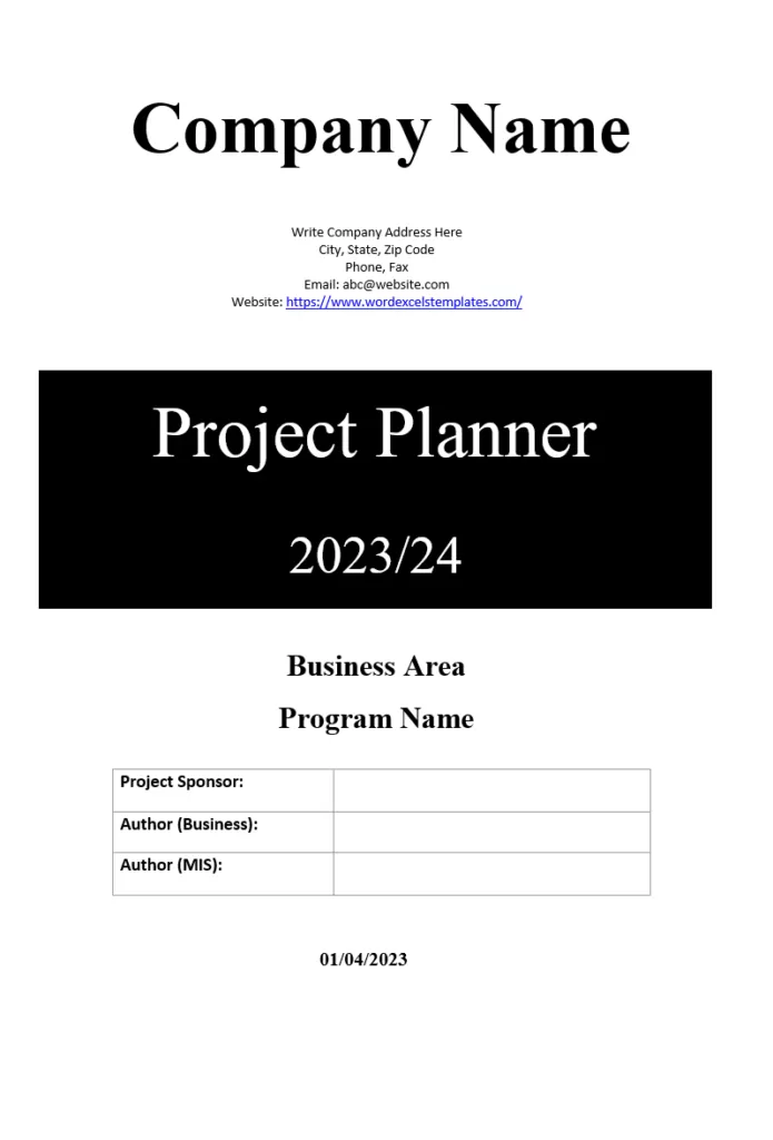 Project Planner Template