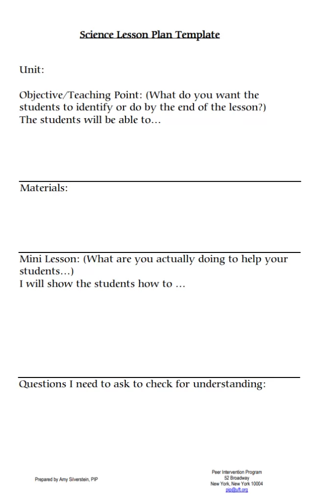 Science Lesson Plan Template