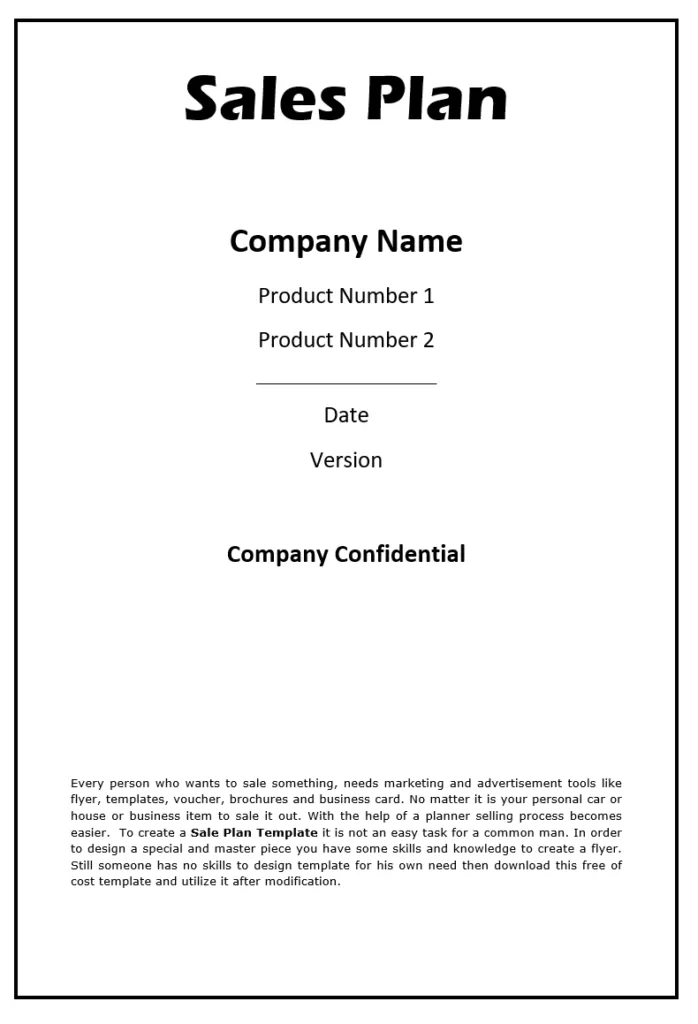 sales plan format