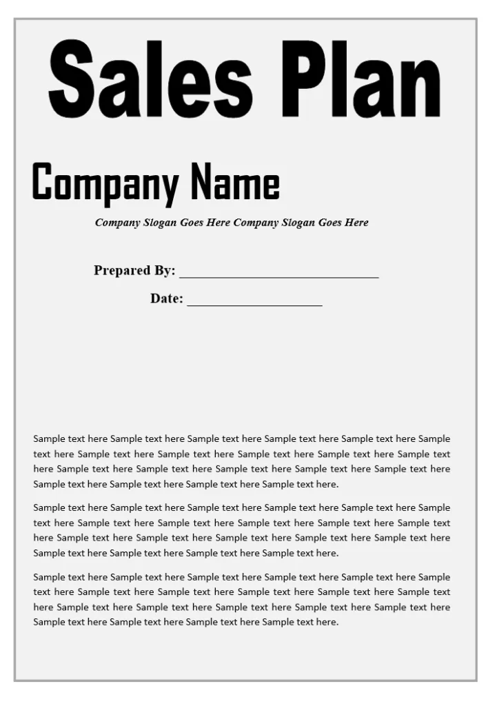 Sales Plan Template