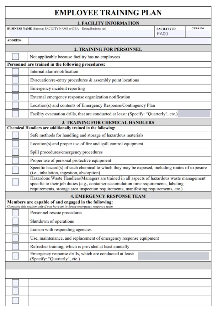 Employee Training Plan Template