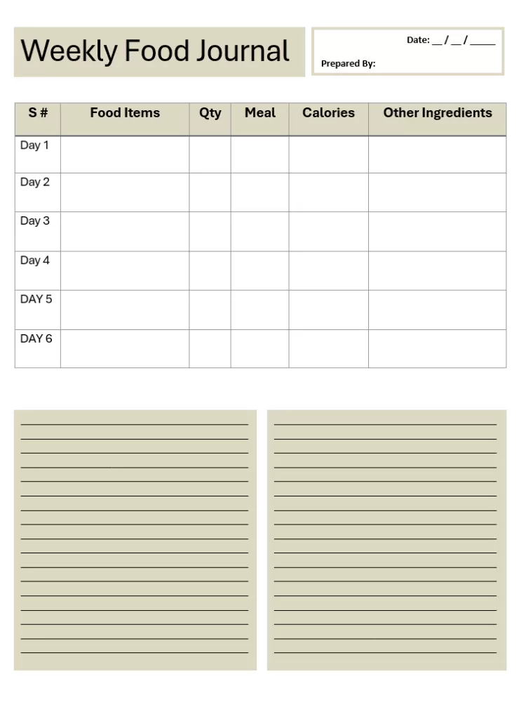 Food Journal Template