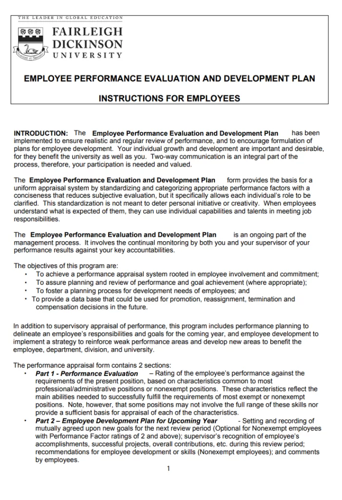 Human Resource Evaluation Plan Format