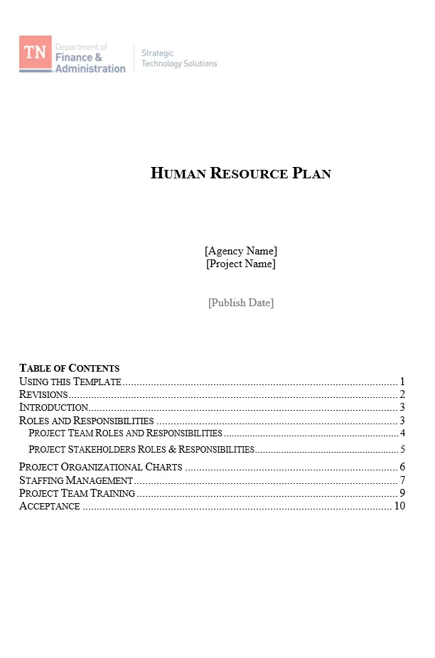 Human Resource Evaluation Plan Template